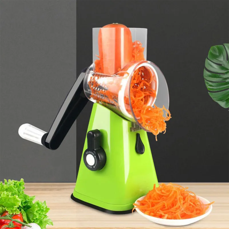 Tools 3 In 1 Multifunctional Vegetable Cutter & Slicers Hand Roller Type  Square Drum Vegetable Cutter With 3 Blades Removable Easy To Clean