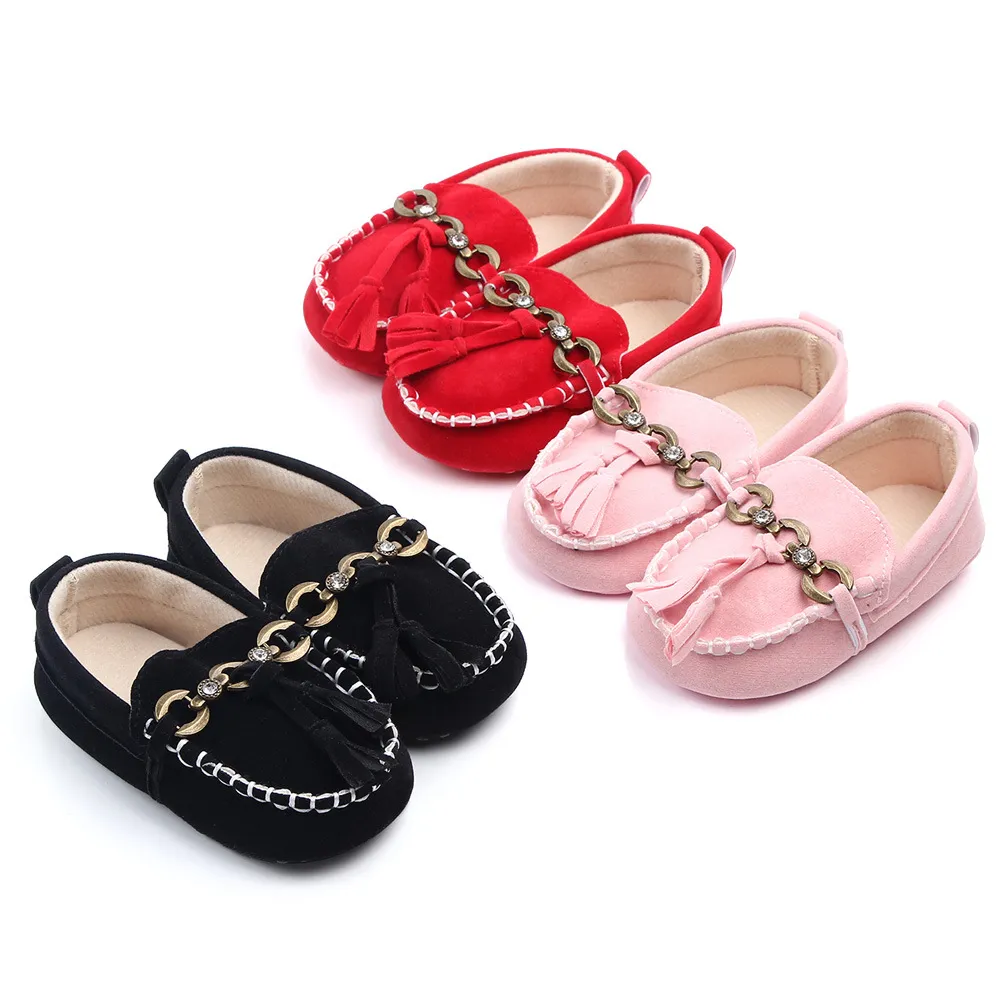 Baby Fashionable Solid Leather Antiskid Prewalker Shoes