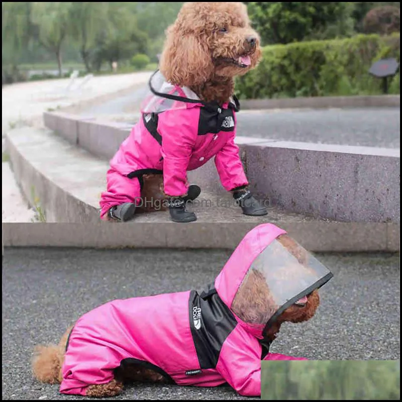 Pet Dog Raincoat The Dog Face Pet Clothes Jumpsuit Waterproof Dog Jacket Dogs Water Resistant Clothes for Dogs Pet Coat 220113