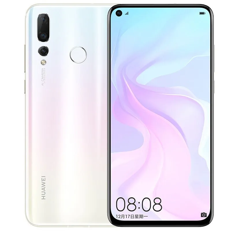 Original Huawei Nova 4 4G LTE Cell Phone 8GB RAM 128GB ROM Kirin 970 Octa Core Android 6.4" Full Screen 48.0MP AI Fingerprint ID 3750mAh Smart Mobile Phone