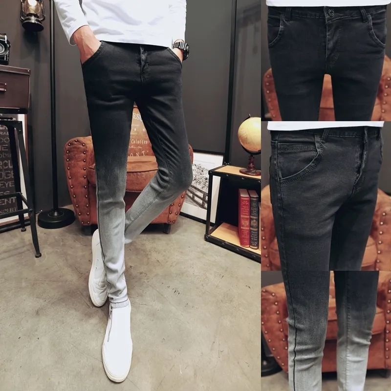 Pantalones Vaqueros Ajustados De Verano Coreano Para Hombre Pantalones Vaqueros Finos De Color Degradado Para Hombre Ropa De Calle A La Moda Pantalones Vaqueros Ajustados Ropa Para Hombre 201128 De 78...