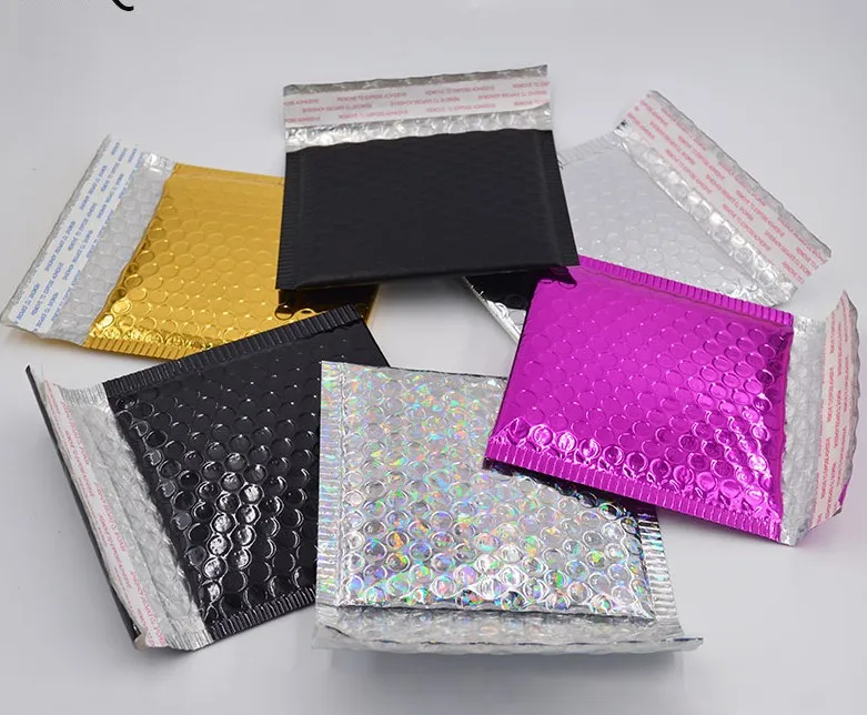 100pcs 15*13cm small Gold Aluminized Foil metallic bubble mailer shipping bubble Padded Envelopes gold gift packaging bag