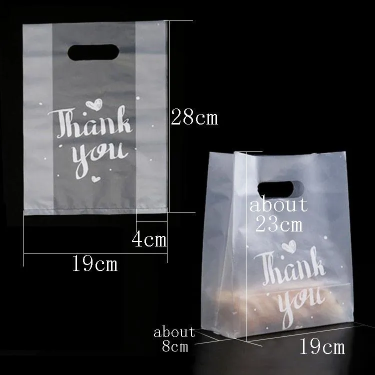 New Thank You Plastic Gift Bag Bread Storage Shopping Bag with Handle Party Wedding Plastic Candy Cake Wrapping Bags DHL sinping