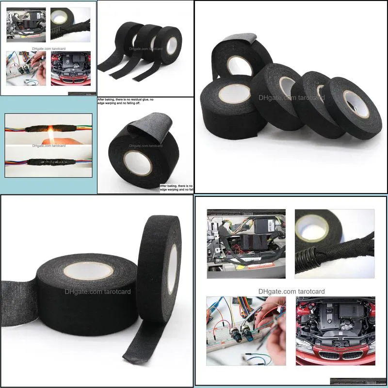 15 meters Heat resistant Retardant Tape Coroplast Adhesive Cloth Tape Car Cable Harness Wiring Loom Protection 9/15/25/40/50mm Door