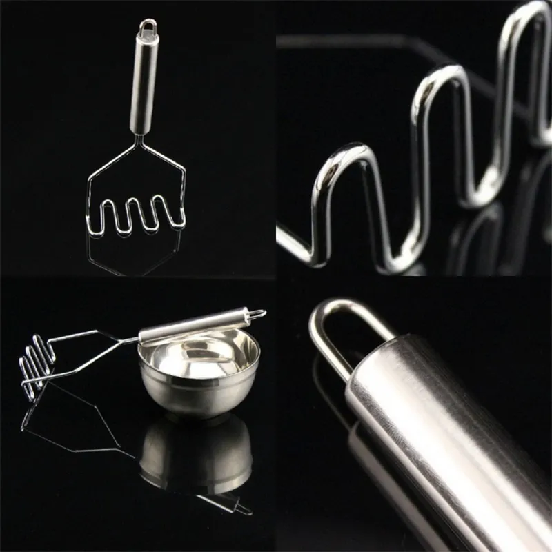 Long Handle Press Crusher Hanging Stainless Steel Potato Masher Siliver Easy To Use Fruit Easy Carry Practical 3 5am cc