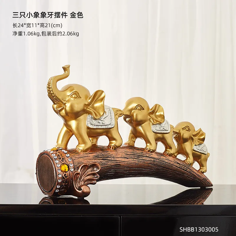 Goldene Elefantenstatue Aus Harz – Glücksbringer Für Zuhause & Büro