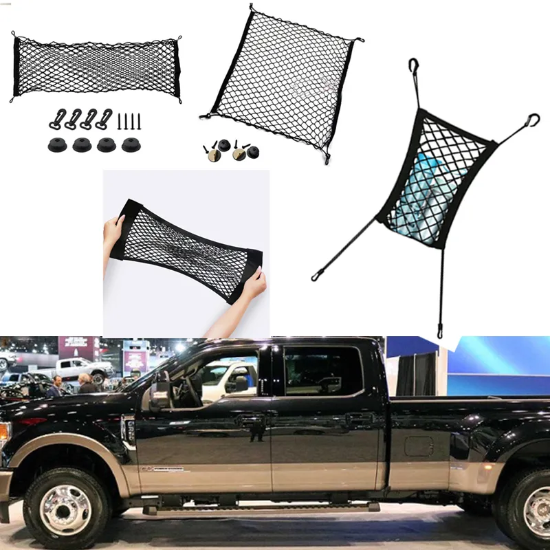 Dla Forda F-350 pojazd samochodowy czarny tylny bagaż bagażowy organizator magazynowy nylon zwykły pionowy sieć siedzenia