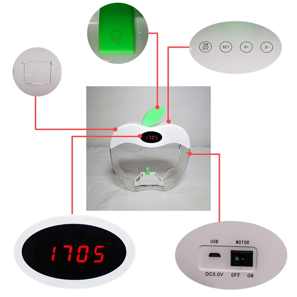 Acquario USB Multifunzione Mini Con Orologio LED E Cassetto - Decorazione Per Scrivania, Nero, Ricaricabile