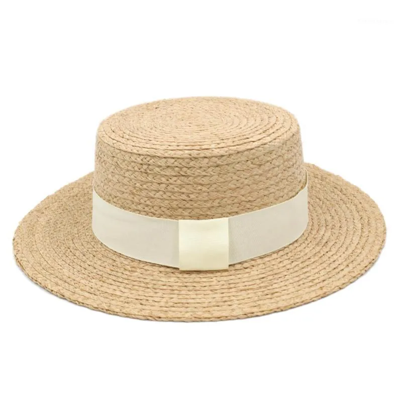Szerokie grzbiet czapki mistdawn 100% słomy wieprzowina żeglarz żeglarz płaski czapkę mody na świeżym powietrzu na plażę na plaży dla kobiet b