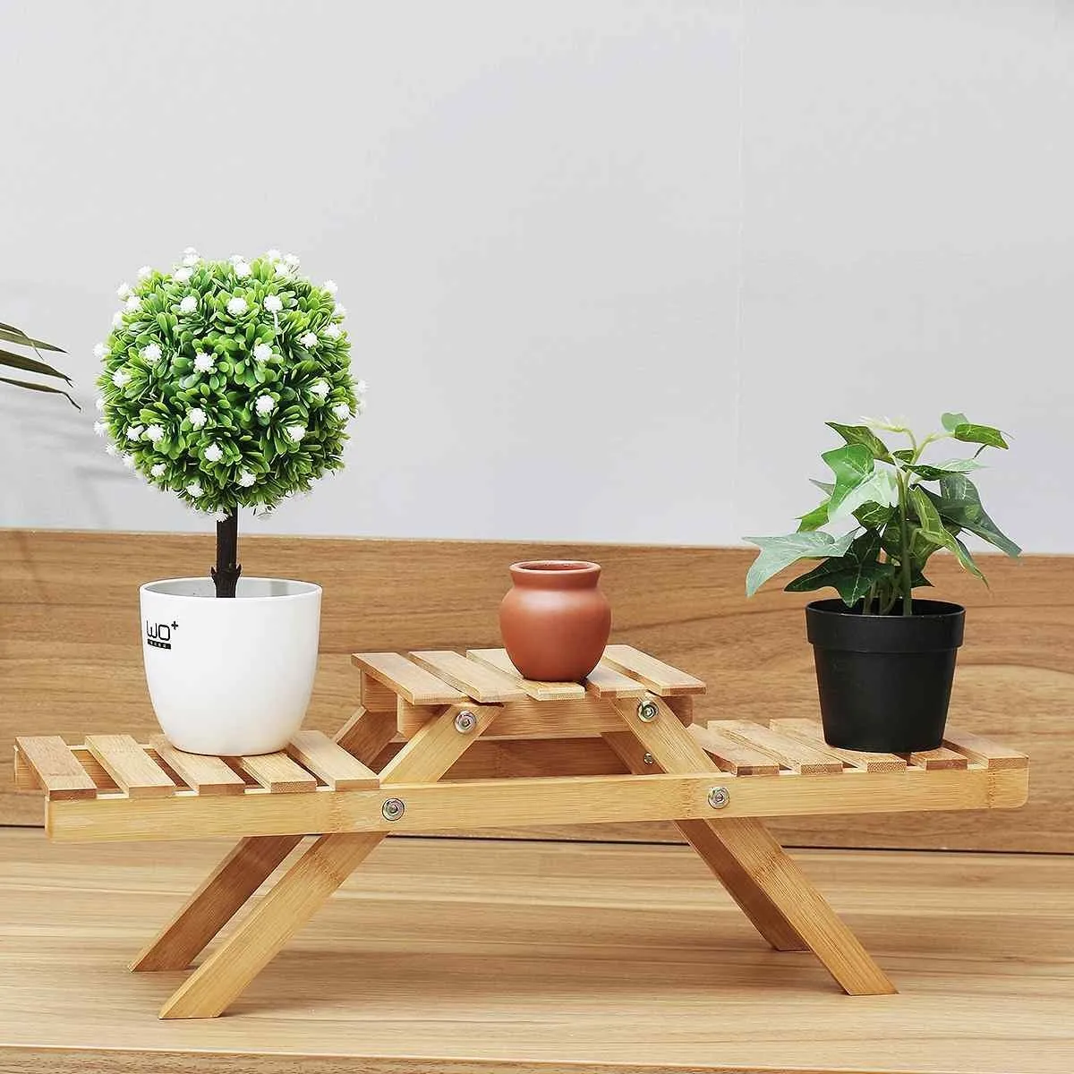 Step Plant Rack Bamboo Flower Stair Step Plant Stand Stylish Pot Holder For Garden ...