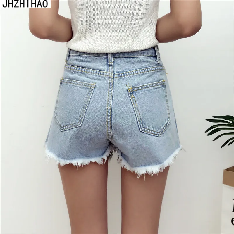 High Quality Blue Denim Shorts For Women Slim Fit Middle Waisted