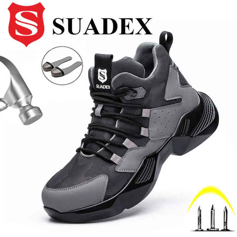 Suadex Work Safety Schuhe Männer mit Stahl Zehenkappe Casual Männliche Sicherheitsschuhe Arbeiten Unzerstörbare Schuhe Punktionssichere Arbeit Sneakers 220105