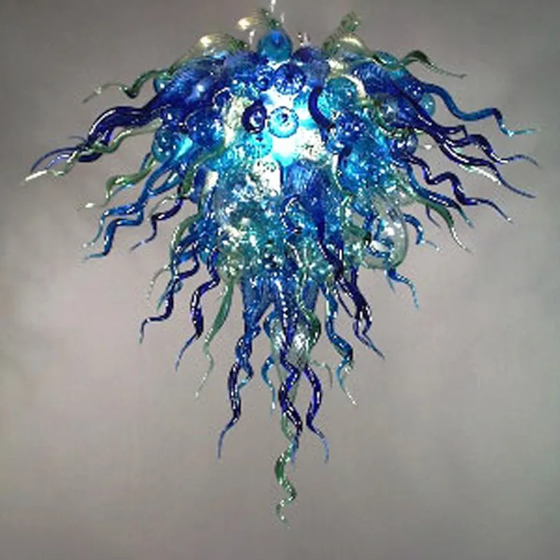 Lampe à suspension bleue moderne Art Luminaire Lustres Lustre en verre soufflé à la main Éclairage Plafonniers italiens