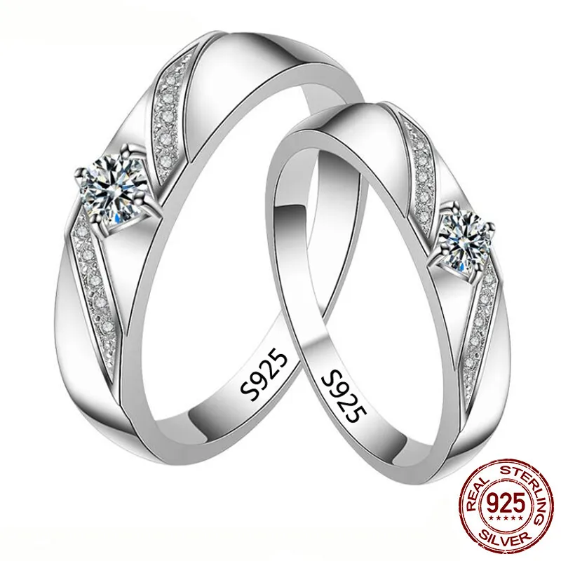 خاتم من الفضة الإسترليني عيار 925 أصلي على الموضة للرجال والنساء ، خاتم الخطوبة والزفاف ، هدية فاخرة XR286