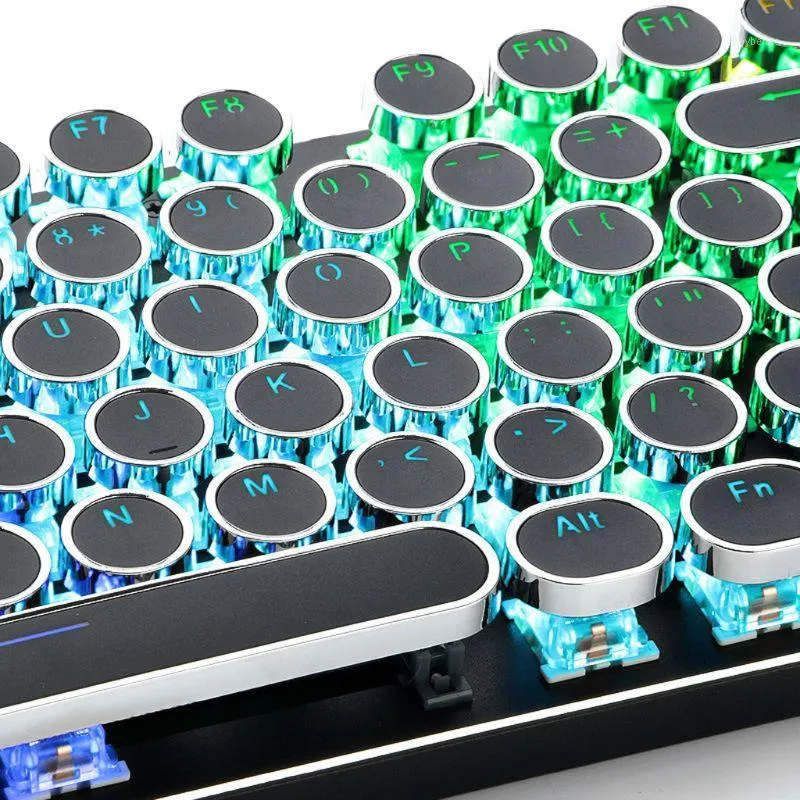 لوحات المفاتيح 104 مفاتيح ريترو دائرية Keycaps مزدوجة S لتقوم بها بنفسك آلة كاتبة Keycap للوحة المفاتيح الميكانيكية ذات الإضاءة الخلفية غطاء مفتاح دائري 1