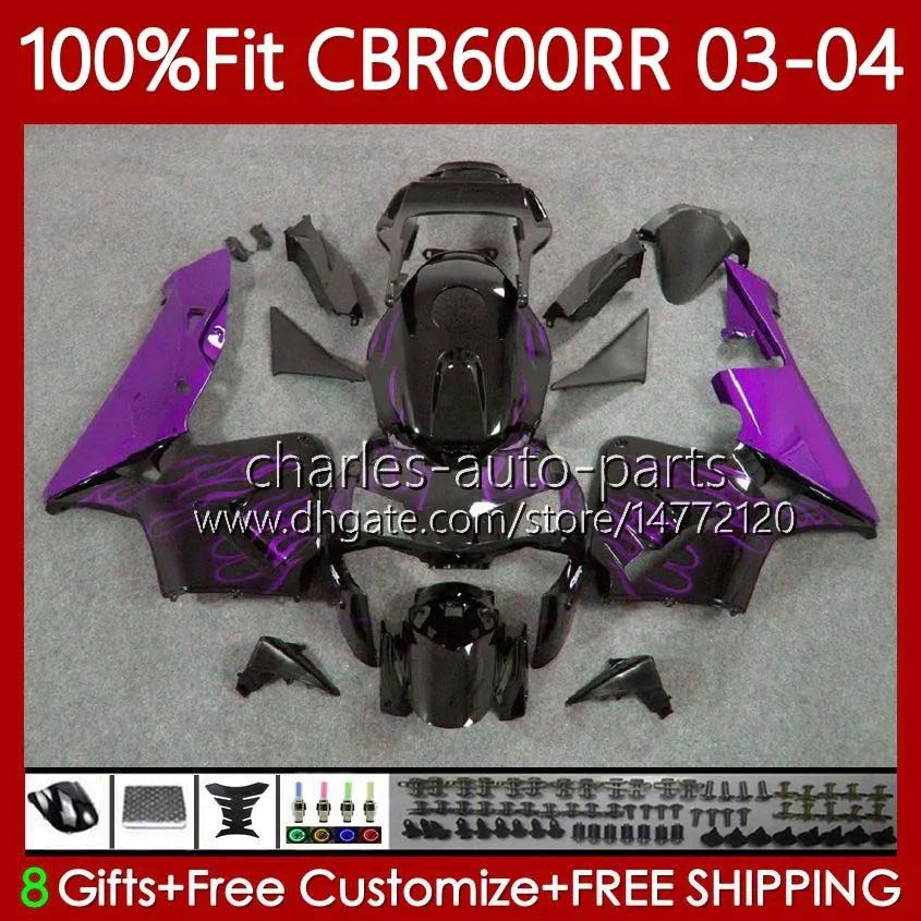 Flammes violettes Carénages OEM pour HONDA CBR600F5 CBR 600 RR F5 CC 2003 2004 Corps 71No.113 CBR 600CC 600RR 600F5 03-04 CBR-600 CBR600 RR CBR600RR 03 04 Moulage par injection Carrosserie