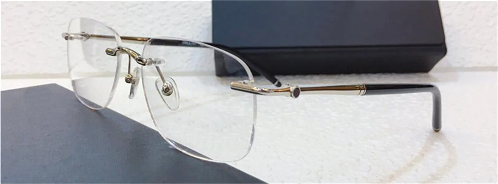 새로운 패션 남성 광학 안경 0071 사각형 프레임이없는 인기있는 디자인 비즈니스 스타일 최고의 품질이있는 안경 케이스 314Y