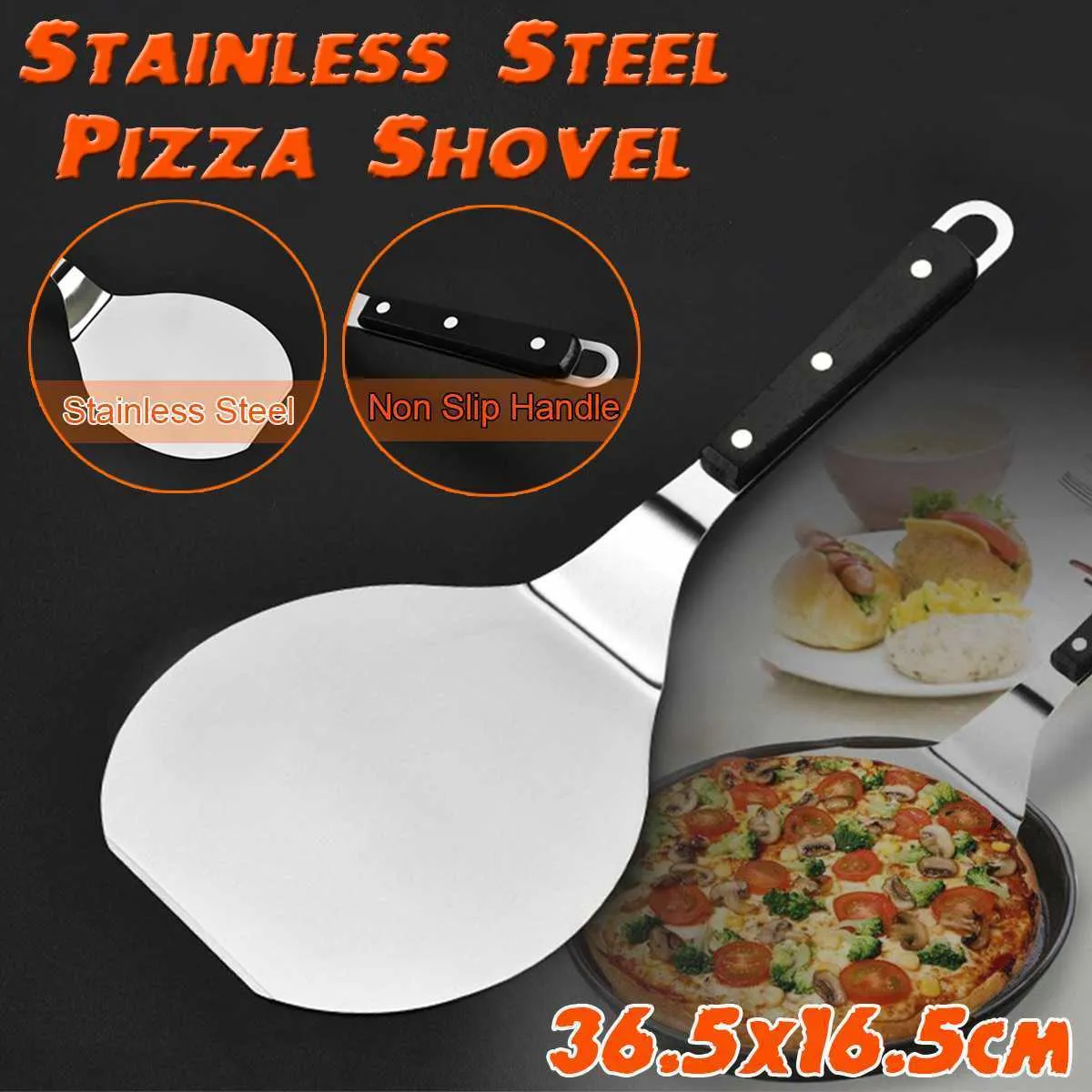 14 "Stal nierdzewna Easy Clean Pizza Shovel Smażenie Narzędzia Podnośnikowe Naleśniki Blinka Spatula Paddle Kitchen Buczenie Non-Stick 201023