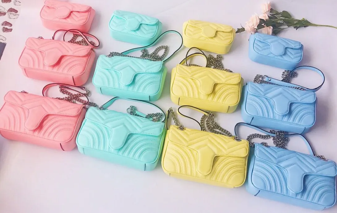 Venda imperdível Bolsas de grife de luxo originais de alta qualidade duas G Marmont Wave padrão bolsas de corrente Bolsa de ombro Bolsa feminina de couro Bolsa feminina