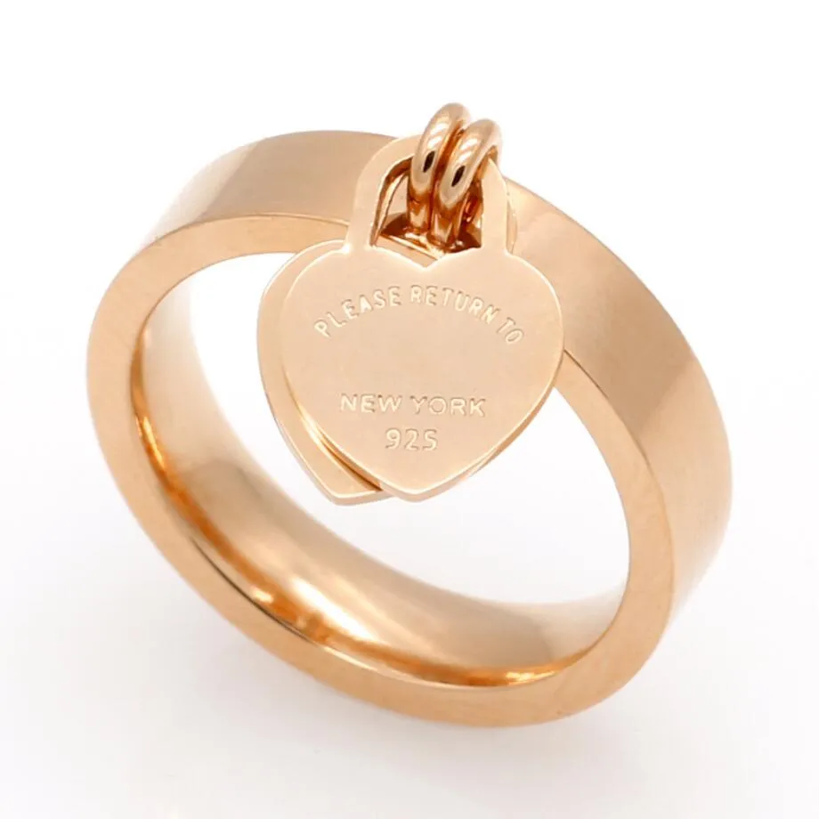 Fashion Fashion Jewelry 316L Gold-plated Heart-shaped Rings T Letter Letters Double Heart Ring Female Ring For Woman 18K Gold Plated