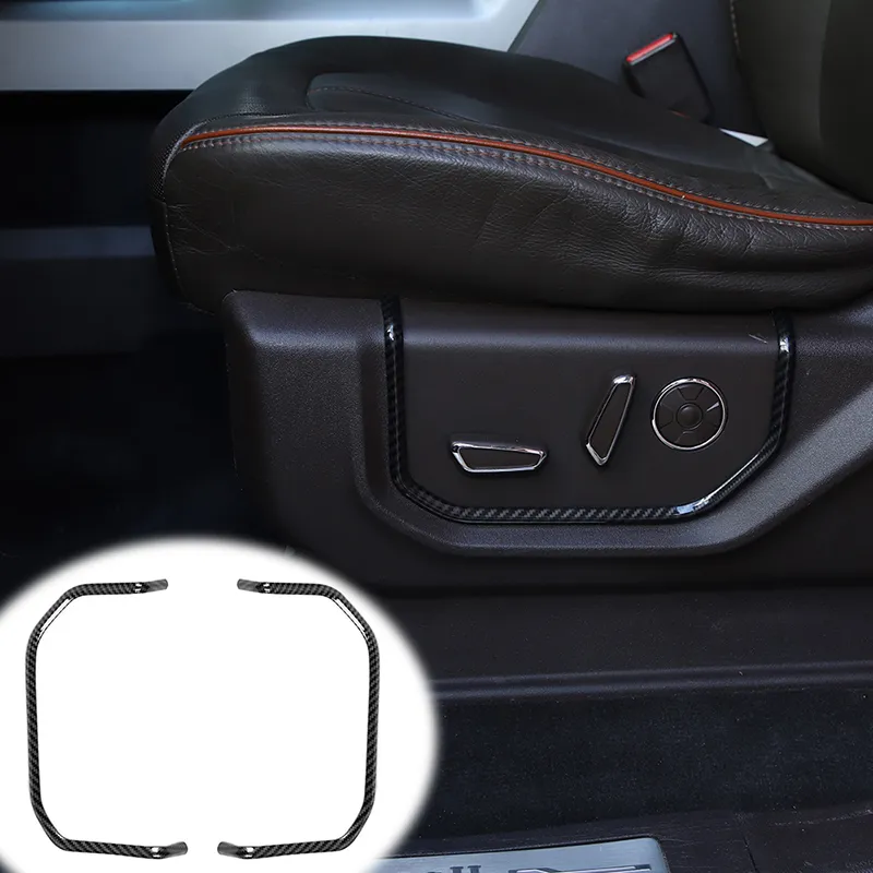 Cadre décoratif de commutateur de réglage de siège de voiture en fibre de carbone 2PC pour Ford F150 15+