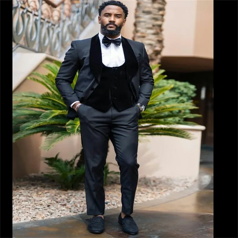 Black velvet 3 piece suit store