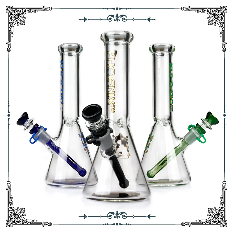 2017 New Phneoix Glass Beaker Bottom Bongs Bong 10 Hookahs Rasta Heady