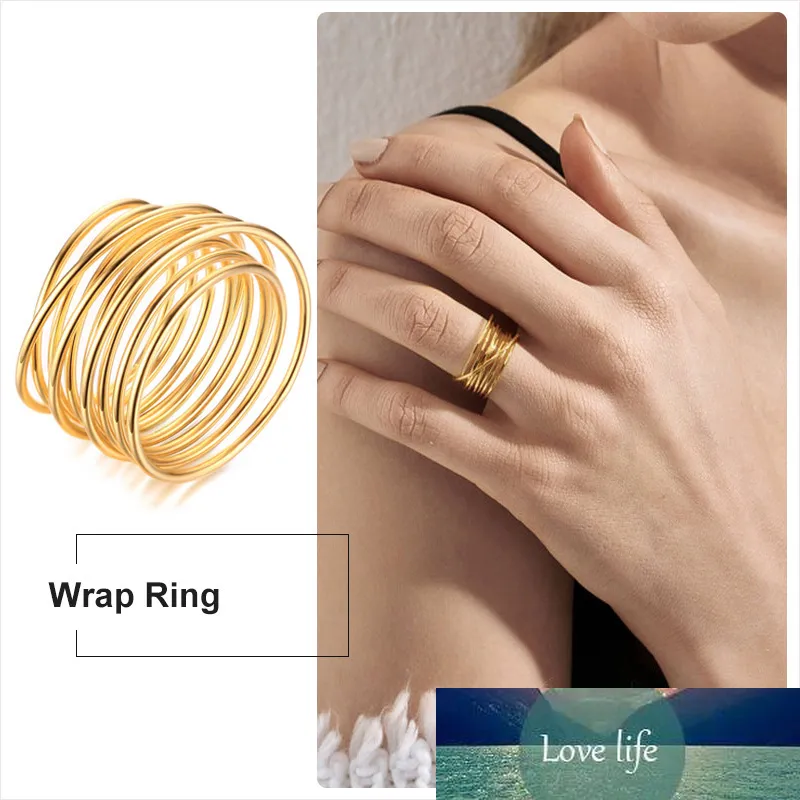 Infinity Wrap Coiled Spring Ring Gold Color Spiral Open Wide Large Bypass Ring Club Dames Sieraden