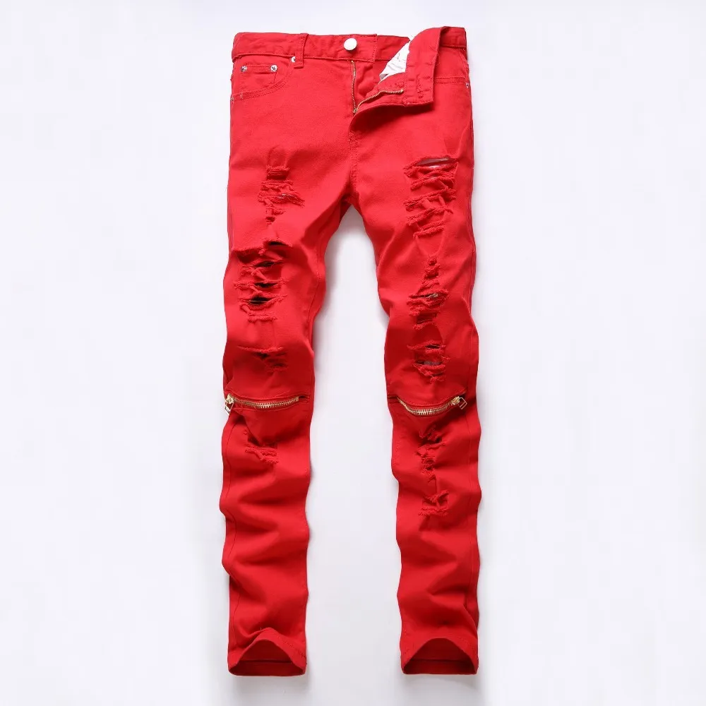 Red hotsell biker jeans