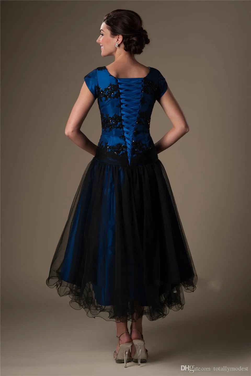 blue top black bottom dress Tori Mini Dress in Ocean Blue main image 1
