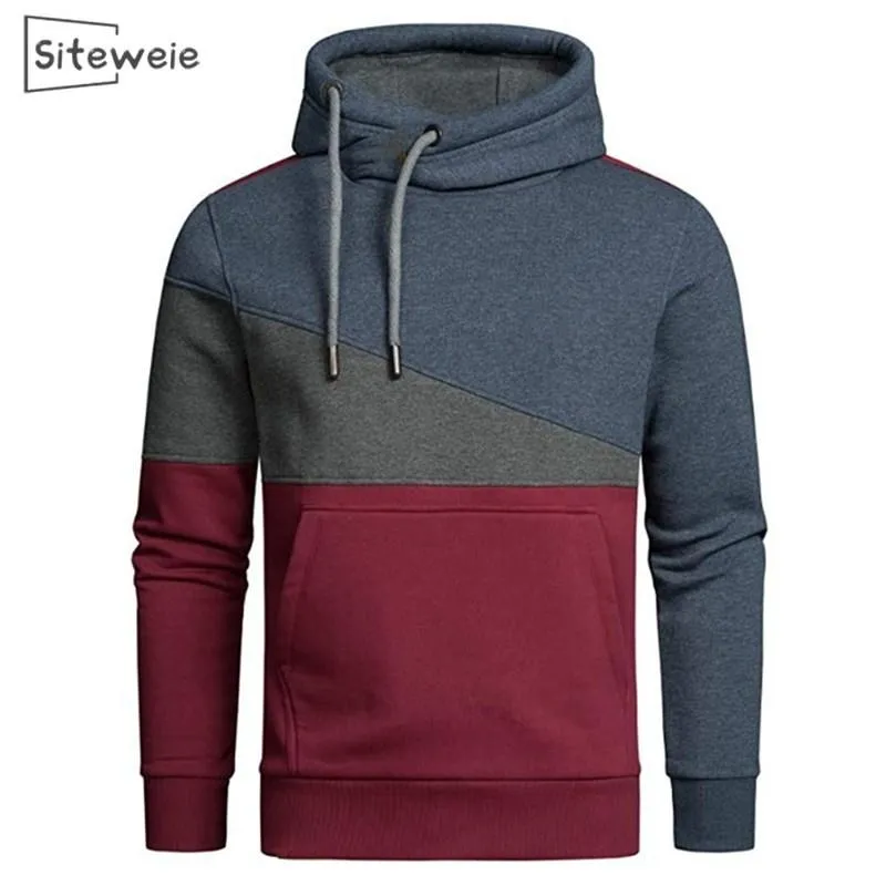 Felpe con cappuccio da uomo Felpe Moda uomo Patchwork Manica lunga Abbigliamento sportivo Pullover in misto cotone Sport Casual Felpa con cappuccio Harajuku L614