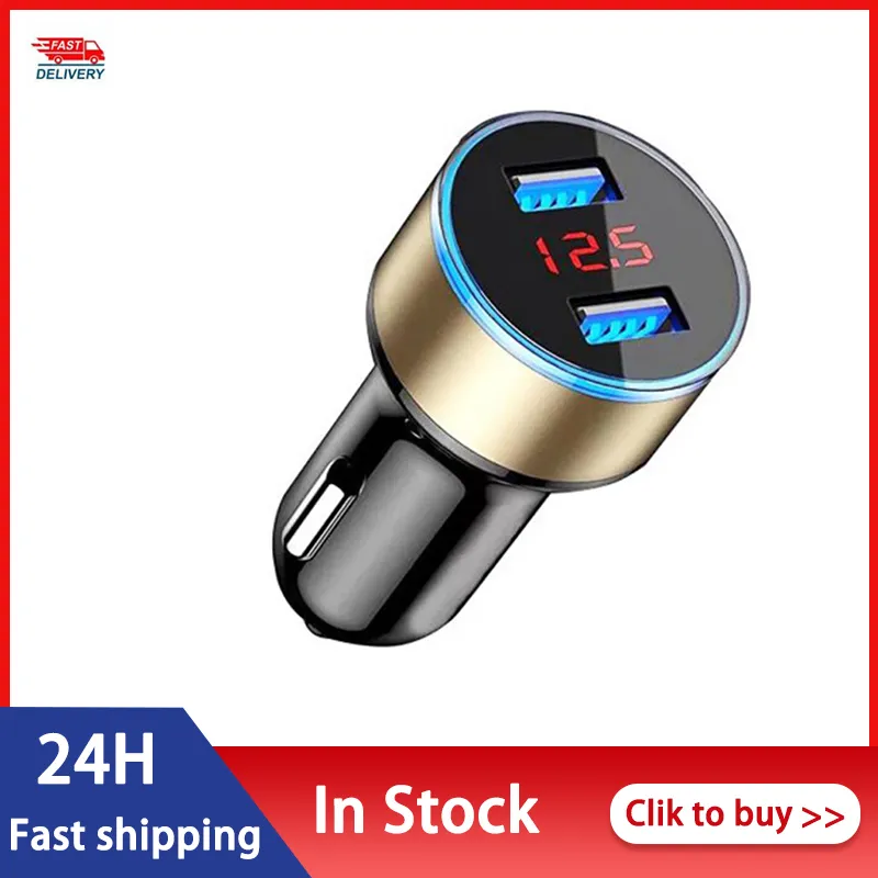 Multi-Function Car Laddare för iPhone Xiaomi Huawei Dual USB QC 3.0 Adapter Portable USB Laddning Auto Produktbil Tillbehör