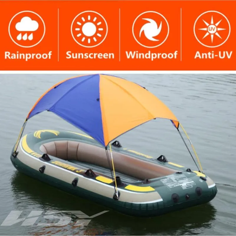 Tenten en schuilplaatsen rubberen boot luifel 2-4 persoon vissen opblaasbare hovercraft vouwen zonnescherm eenvoudig te installeren Verwijder zonnescherm maritime tr