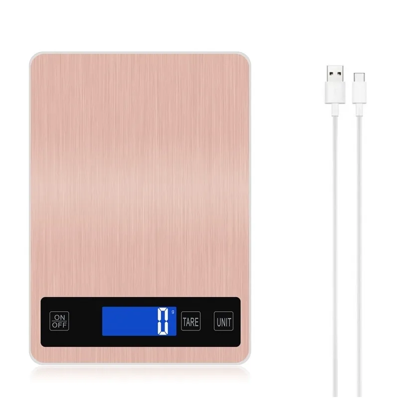 10 кг / 1 г 5 кг электронные USB кухонные масштабы цифровой масштаб питания из нержавеющей стали весы веса ЖК-дисплей высокой точности измерительные инструменты Y200328
