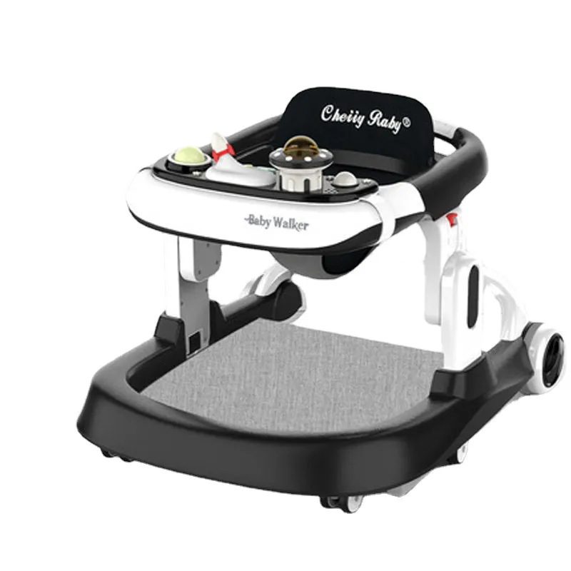 Baby Walker mit Musik, multifunktionaler Anti-Rollover, tragbar, zusammenklappbar, höhenverstellbar, Push Walkers, Gehhilfe für Kleinkinder