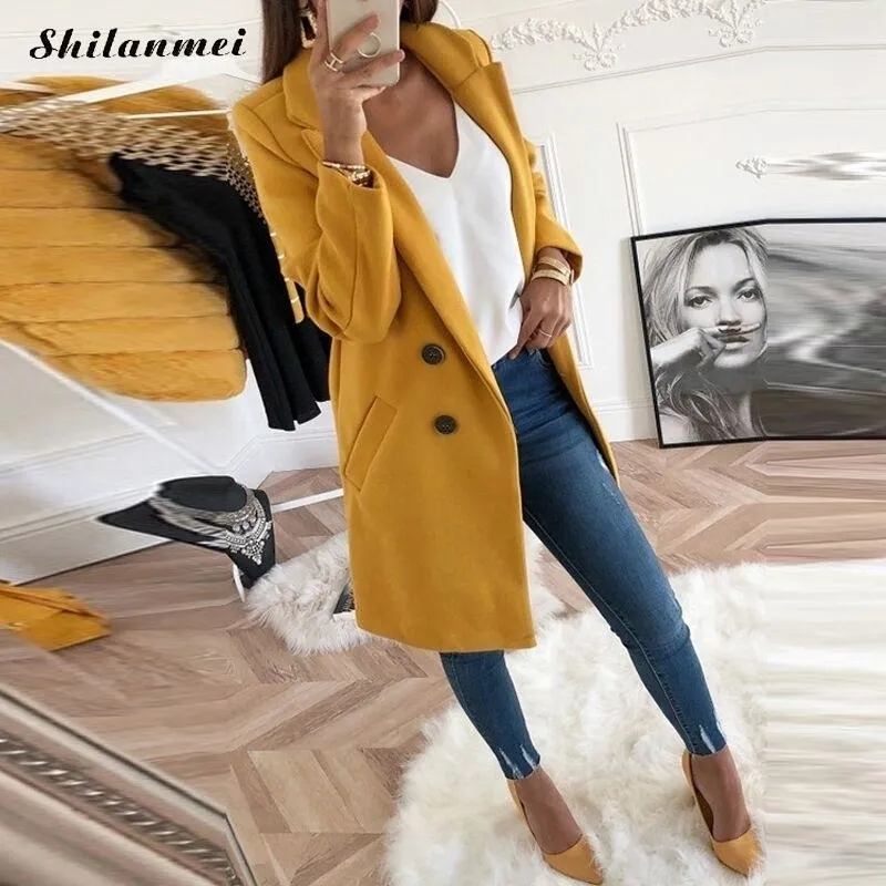 Automne Hiver Costume Blazer Femmes 2019 Laine Formelle Slim Blazers Veste Femme Travail Bureau Dames Costume À Manches Longues Manteaux D'extérieur T200319