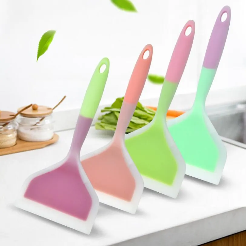 Silikelagning av matlagning Spatel Non Stick Special Spatula Hög temperaturbeständig handtag Spade Coloreful Kitchen -redskap Toollsk2140