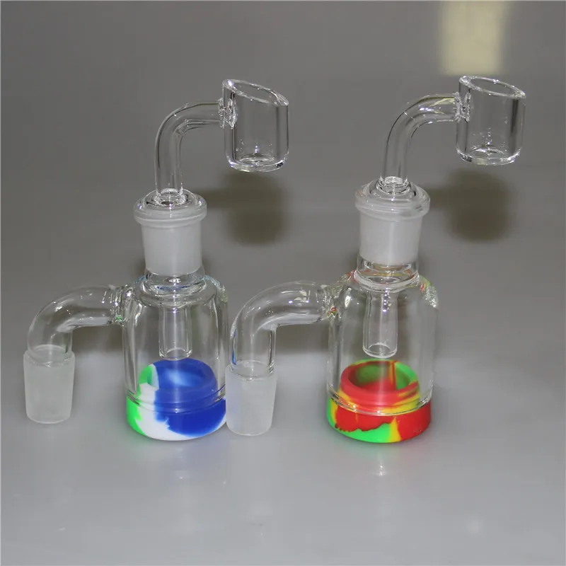 Klar tjock ashcatcher glas vattenrör vattenpipa askfångare med silikon burk container kvarts banger 14mm 18mm dab bongs