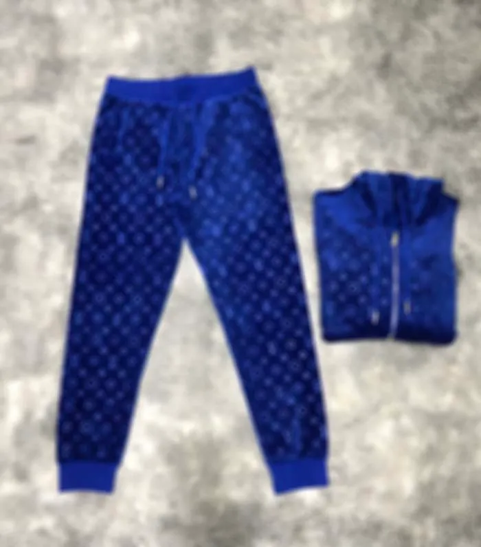 heren ontwerpers trainingspakken franse herfst winter mode fluwelen letter trainingspak heren designer hoogwaardige windjack ademende rits blauw