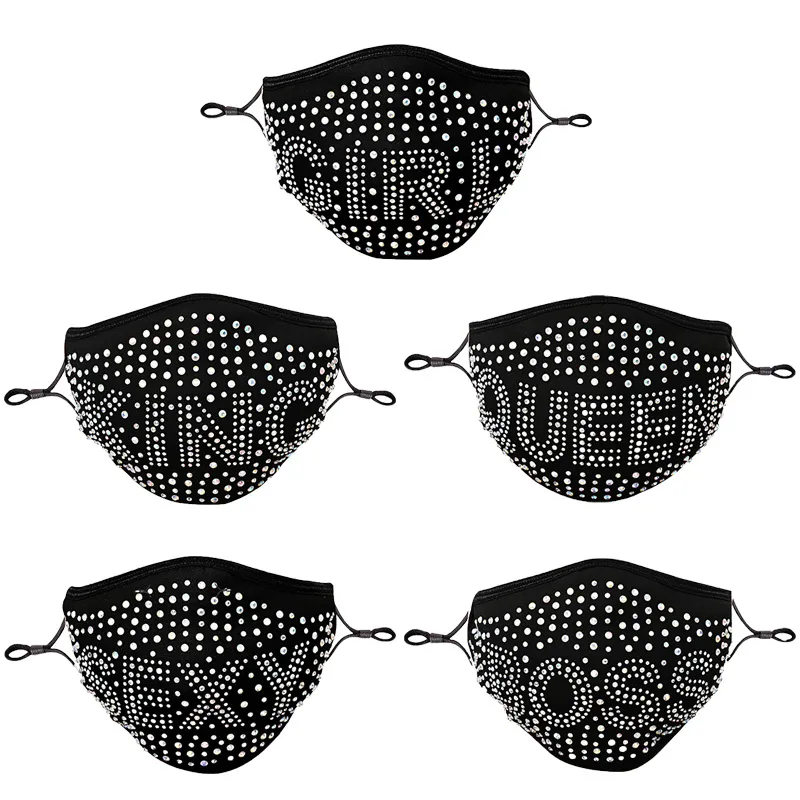 Designer Diamond Kleurrijke Masker Bling Print Boss Koningin Rhinestone Dames Partij Wasbaar Sexy Gezicht Sex Fashion Party Mask