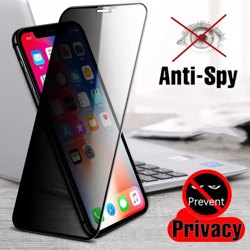 (1 анти-шпион + 2шт HD) / 1Lots Полная конфиденциальность Закаленное стекло протектор для iPhone12 6s 7 8 X XS MAX XR на iPhone 11 Pro Anti Spy Ecreens предотвращают пленку PEEK