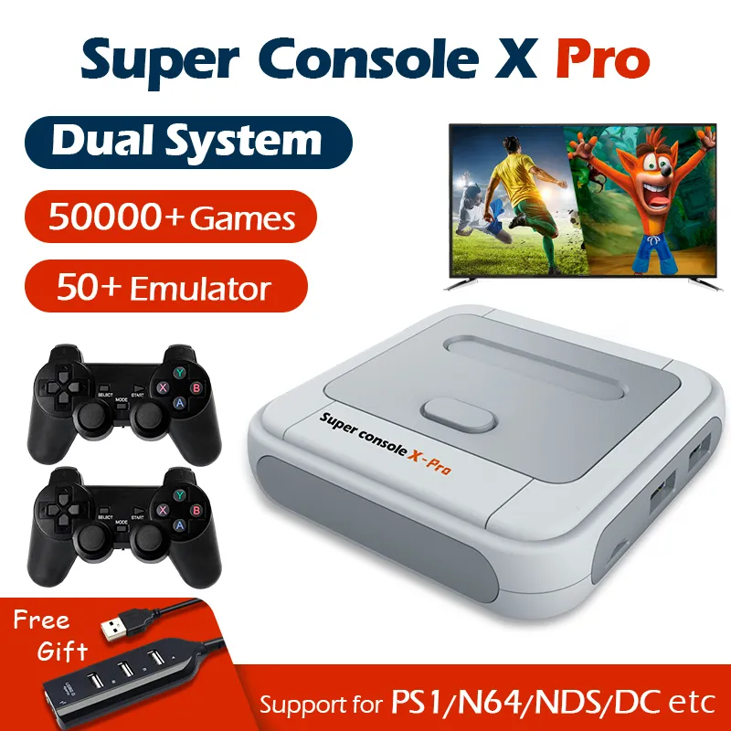 Super Console X Pro Game Console WiFi 4K HD ل PSP / PS1 / N64 Portable Letro TV Gaming Player مع 50000+ ألعاب