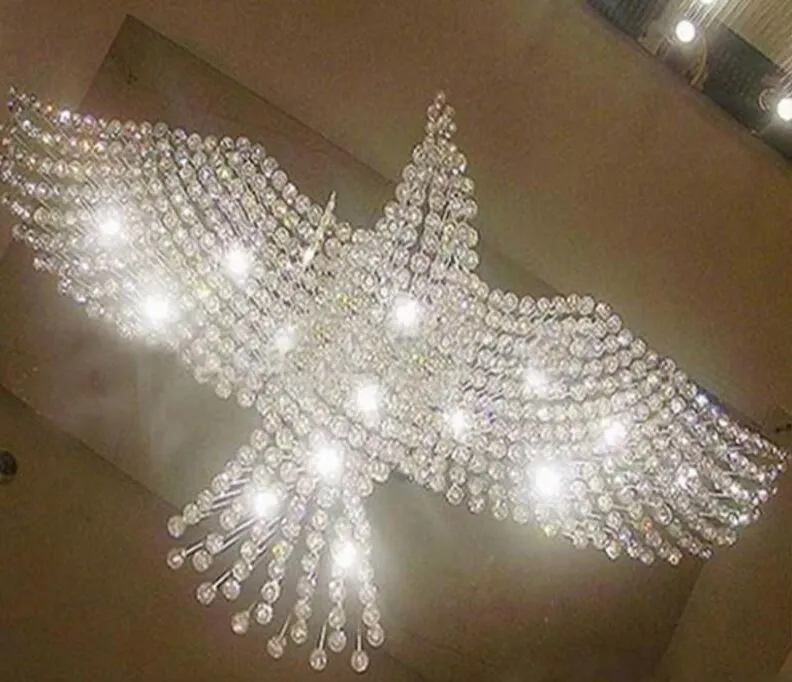 Nieuwe Eagles Ontwerp Luxe Moderne Kristallen Kroonluchter Verlichting Glans Hal LED Verlichting Cristal Lamp L100 W50 H80cm 110v-220v1818