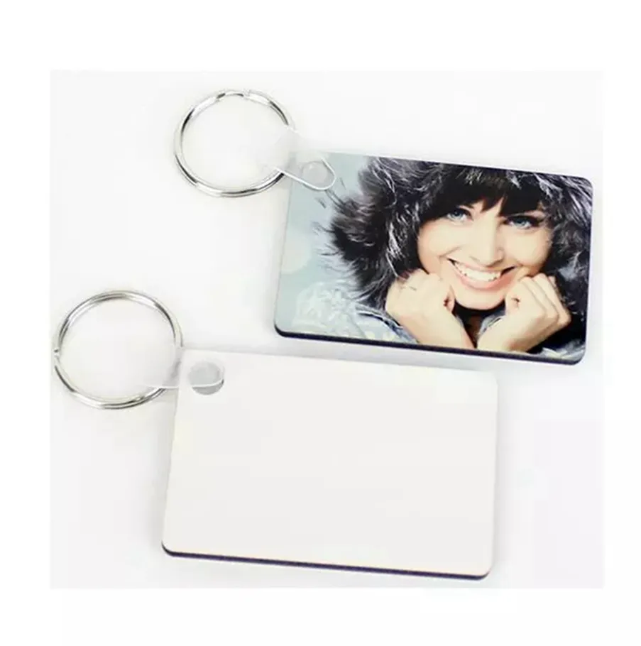 Sublimation porte-clés vierge transfert thermique double face porte-clés blanc bricolage cadeau formes multiples porte-clés en bois pendentif clé LLA77