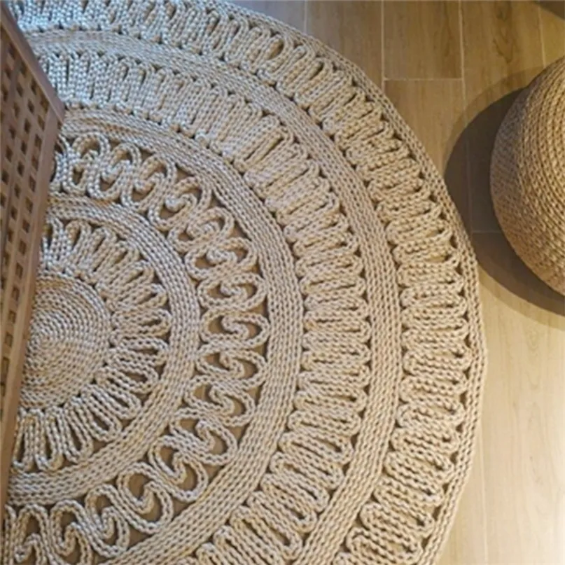 Japan stijl ronde stro geweven cornskin zitting kussen tapijten handgemaakte futon mat tatami raam mediteer veredeling yoga balkon 220301