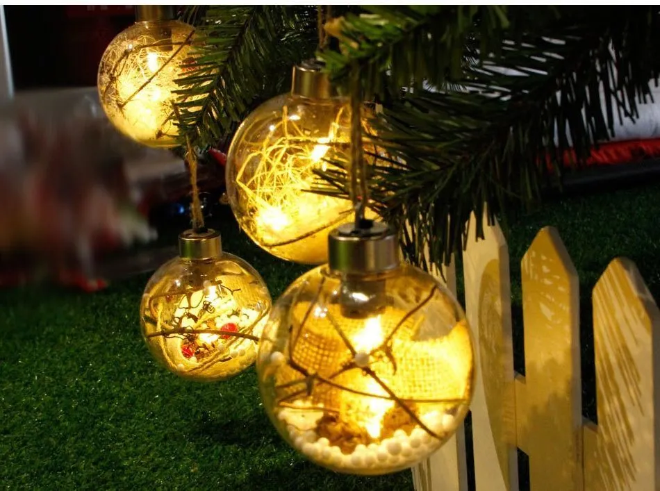 Оптом bpa бесплатный прозрачный светящийся рождественские шариковые елочные елки орнамент безделушки с огнями xmas детские подарки dia 8cm