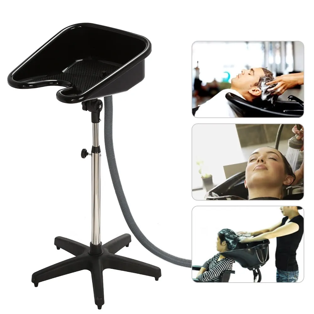 ₩39,518에서 미용실 휴대용 샴푸 싱크 스파 헤어 샴푸 그릇 유역 조절 가능한 높이 싱크대 배수 뷰티 살롱 장비 검은 색