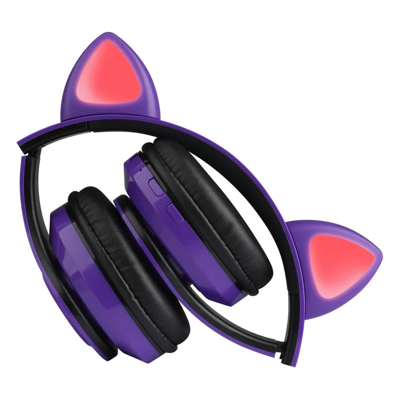 Casque Audio Enfant, Oreilles De Chat Lumineuses Led, Volume