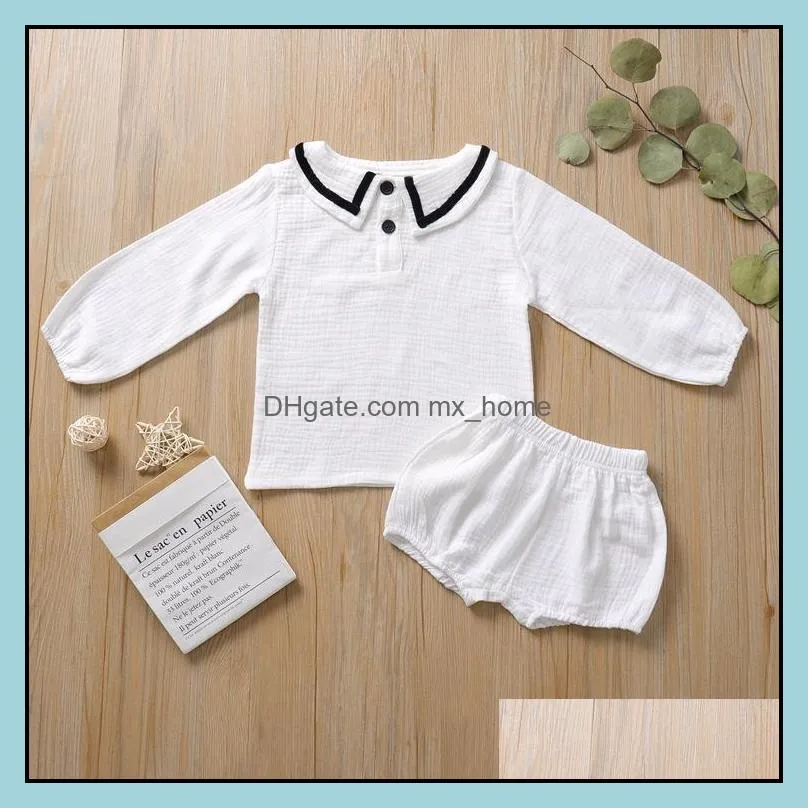 kids Clothing Sets girls Cotton linen outfits children Solid color Tops+PP shorts 2pcs/sets summer fashion baby Clothes Z1485