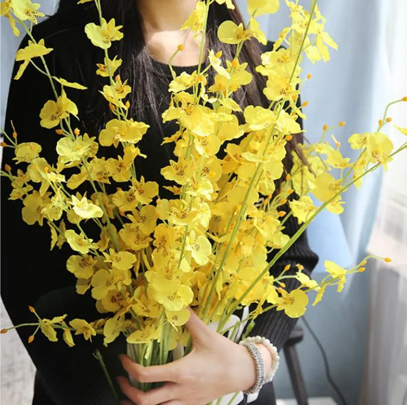 Künstliche Blume Oncidium Seide gefälschte Blumen Orchidee Home dekorative Blume Phalaenopsis Simulation Pflanzen Hochzeit Garten Dekor 4 Farbe YG768